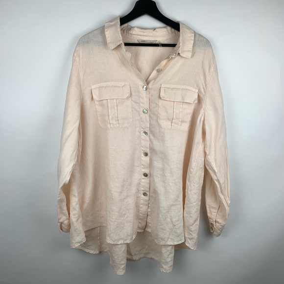 Soft Surroundings Peach Button Up Tunic Linen - Picture 1 of 5